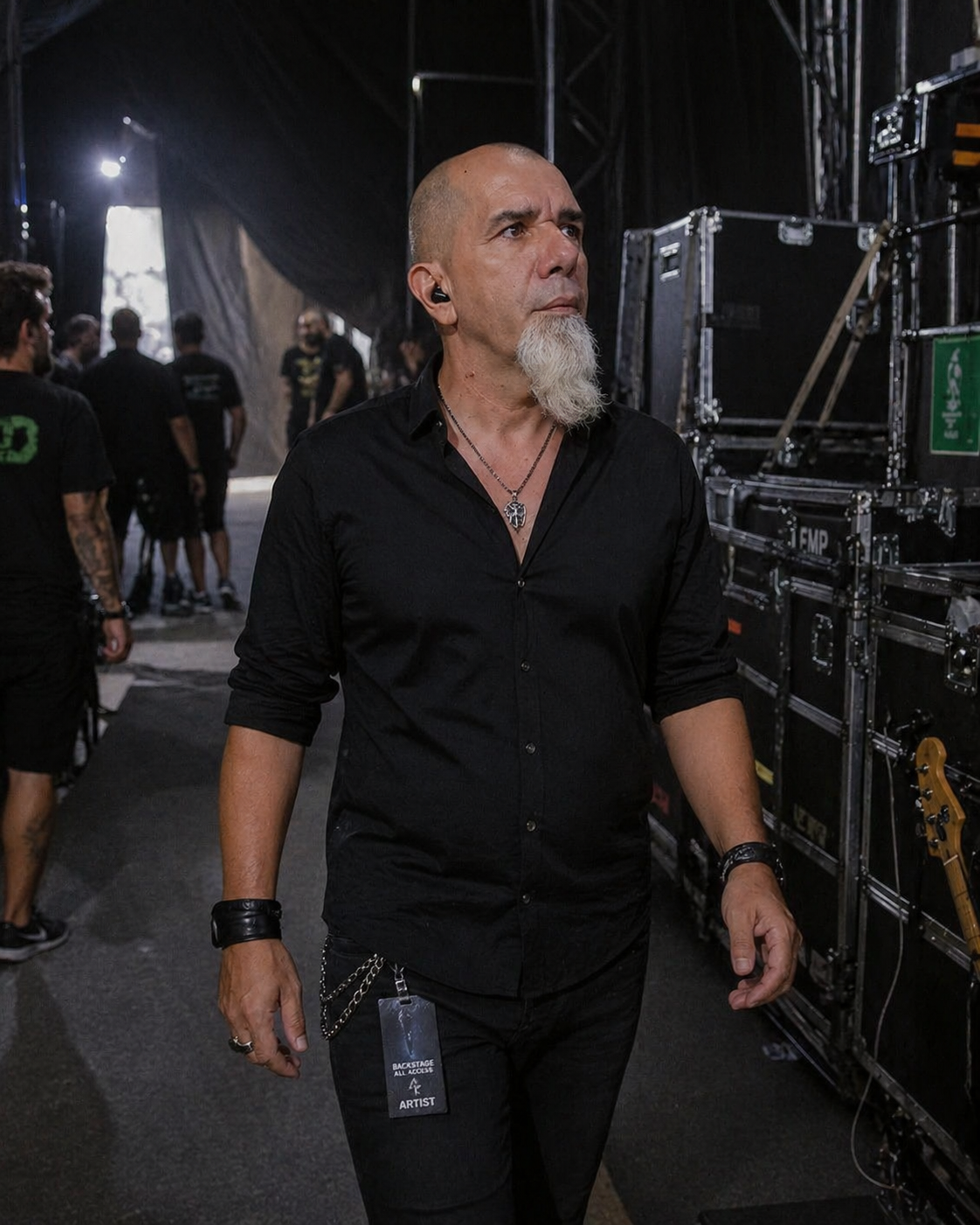 Andre Thanatos nos bastidores de um palco